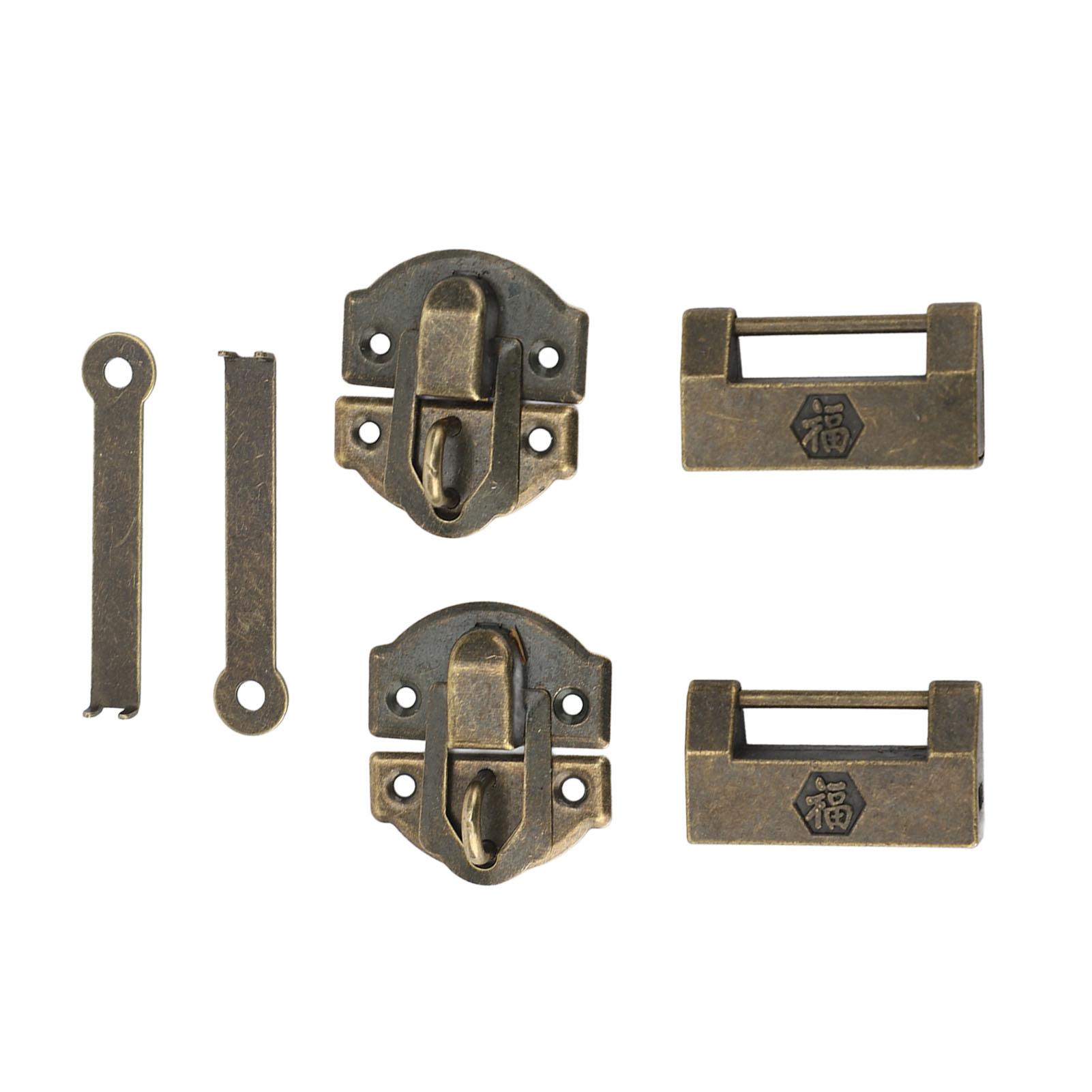 Metalen   Slot, Vintage Retro Gespslot met   Hangslot en Sleutel voor Houten Dozen, Sieradenkisten Knutselprojecten