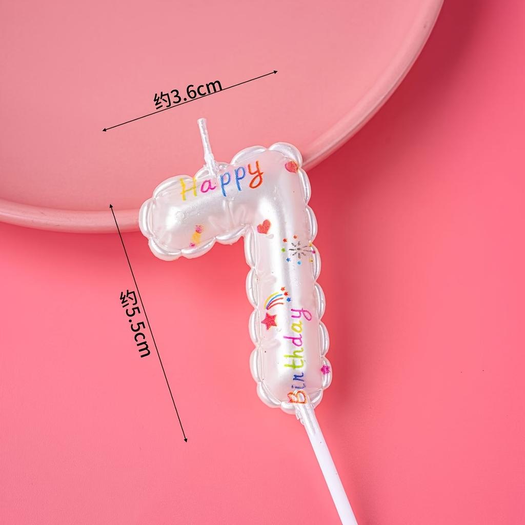 1pc White Number 0-9 Candle Balloon-Shaped Birthday Party Cake Decoration Children Adult Birthday Party Decor Festival Supplies