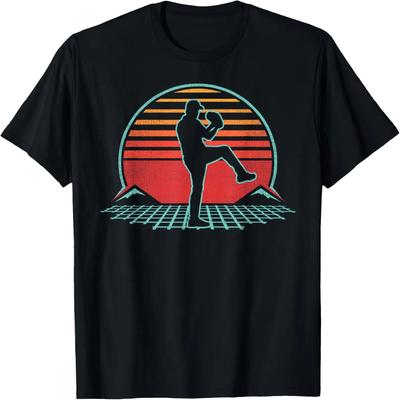 Baseball Pitcher Retro Vintage 80s Style T-Shirt