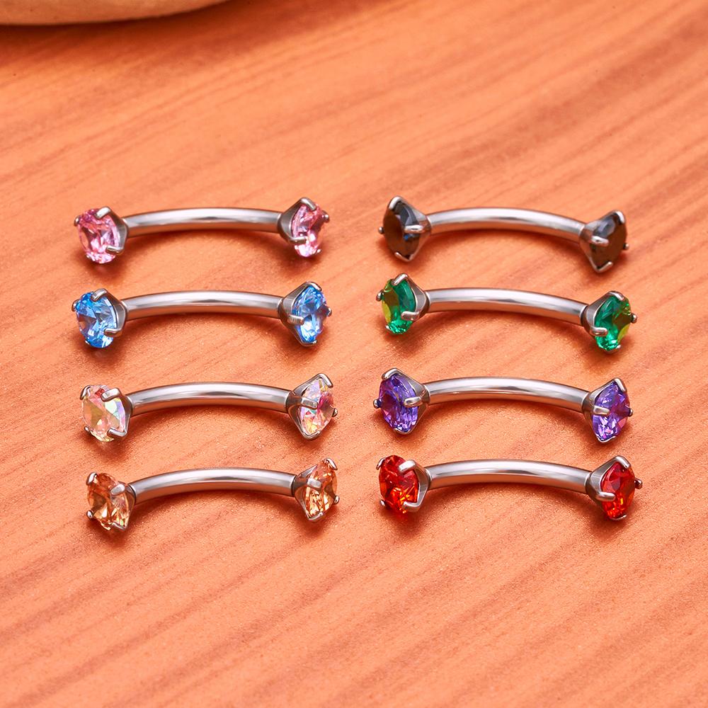 1/5/50 szt. Tytan G23 ASTM-F136 Piercingi Brwi kolczyk cyrkonia Gwint wewnętrzny Brwi Ciało Cyrkonia Hurt