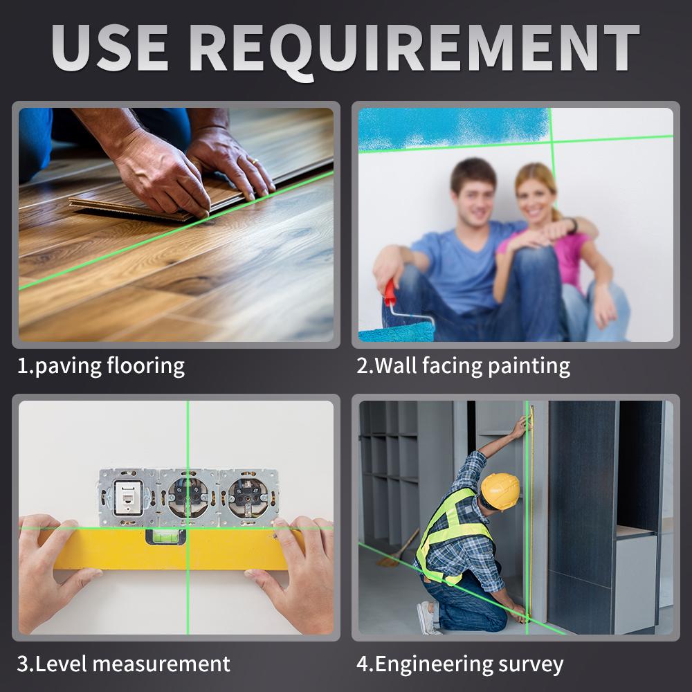 vr Rechargeable 2 Lines Vertical Horizontal Line Cross Green Light Level Tools