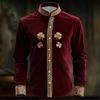 Camicia da Uomo Floreale a Maniche Lunghe con Stampa Trifoglio 3D Dorato Camicia a Maniche Lunghe alla Moda e Lussuosa