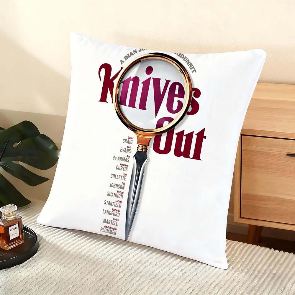 Kissenhülle seidiger kurzer Plüsch für Sofakissen zu Hause - Verdeckter Reißverschluss Heimdekoration Knives Out Film