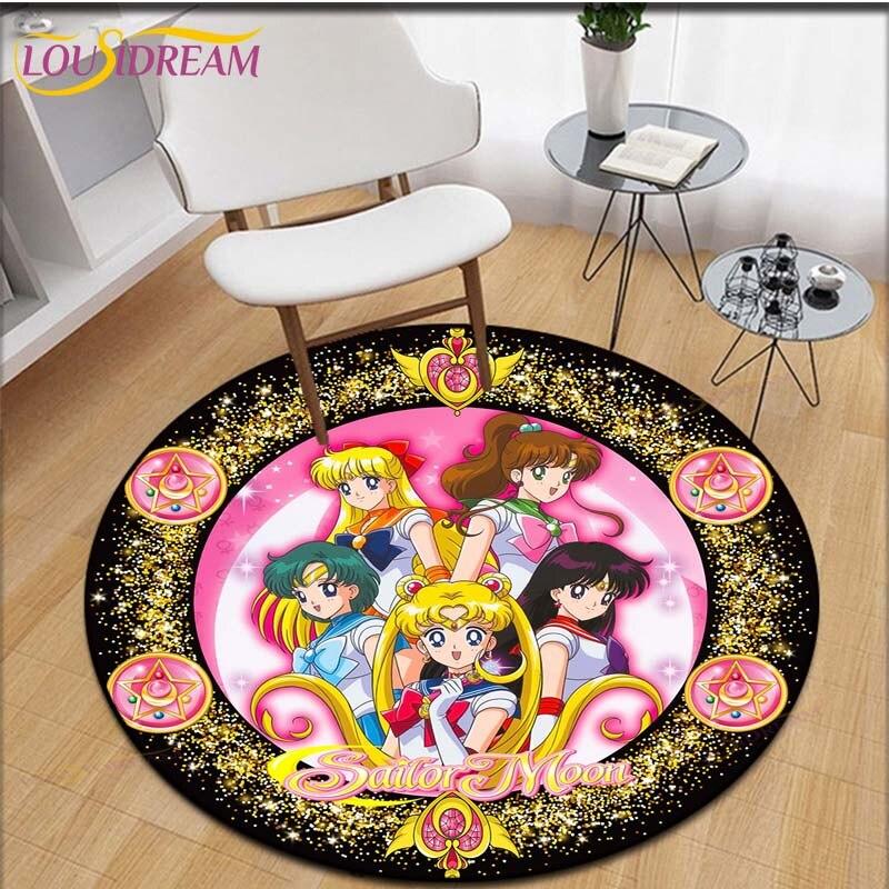 Covor cu imprimeu Anime Sailor Moon Covor de zonă Covor rotund pentru camera de zi Covoraș de flanel Covoraș anti-alunecare pentru copii