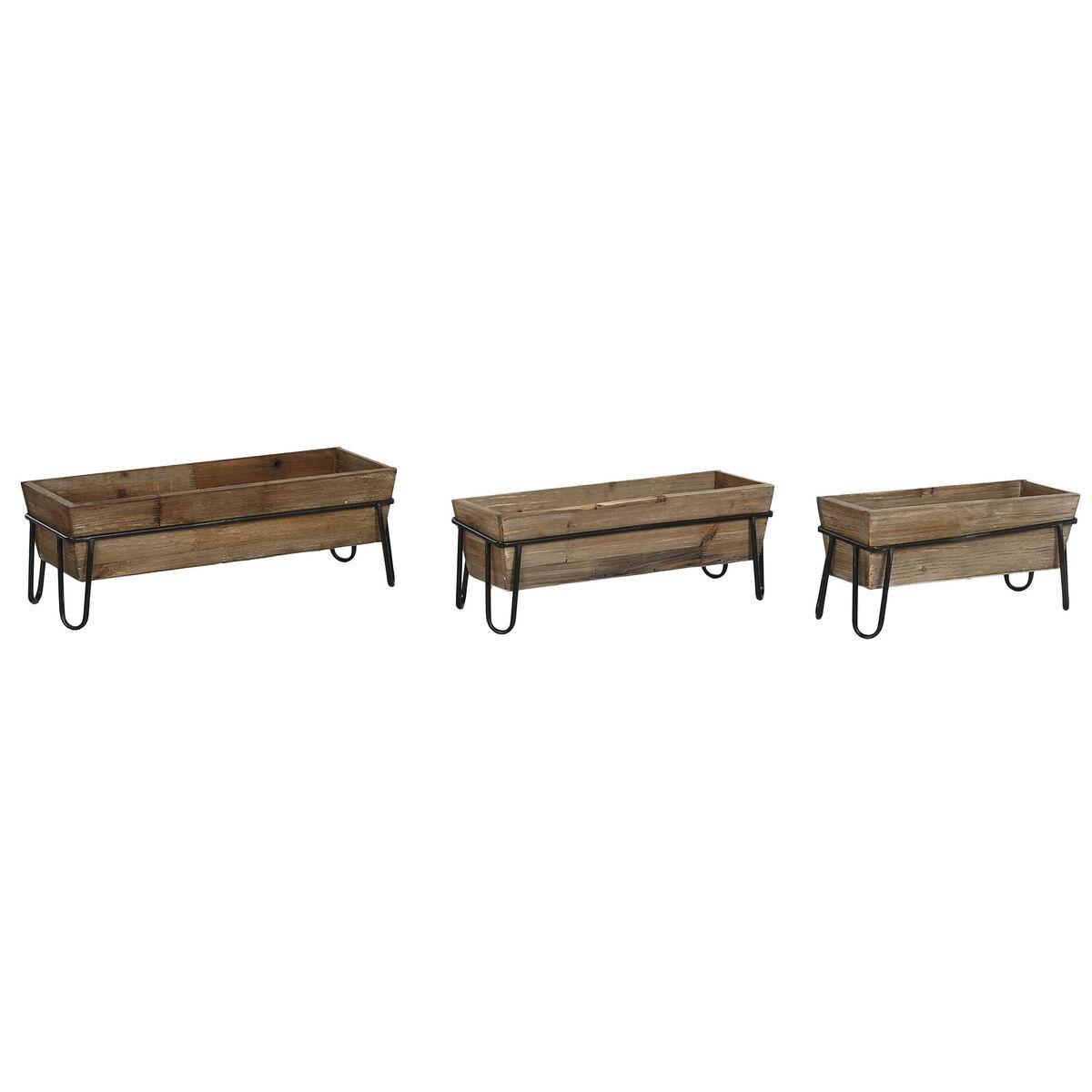 

DKD Home Decor Набор цветочных горшков 55 x 21 x 18,5 см Пихта Металл Темно-коричневый Коттедж
