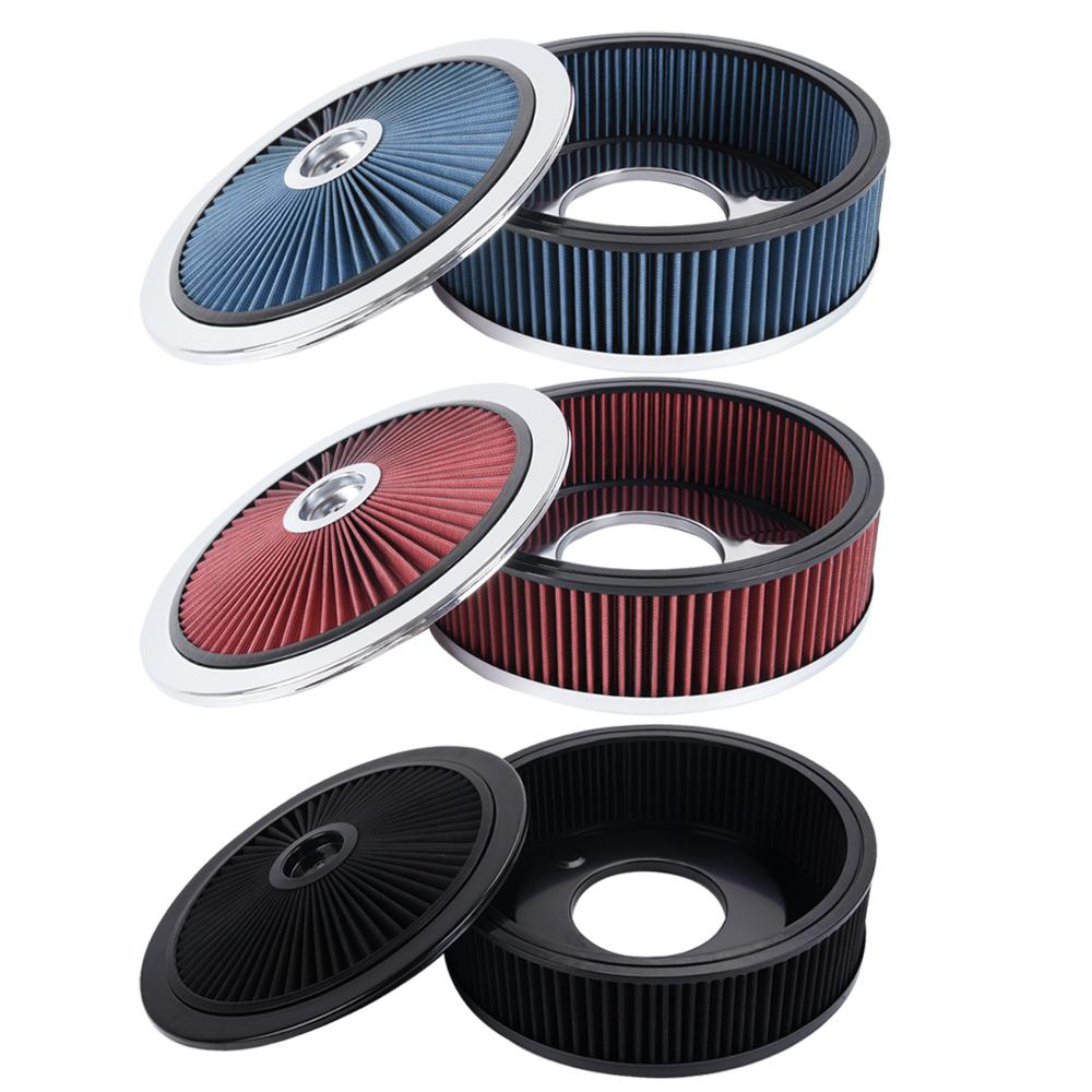 RASTP-14" x 4" Washable Round Super Flow Thru Air Cleaner Filter For 5-1/8 Carb Neck OFI177