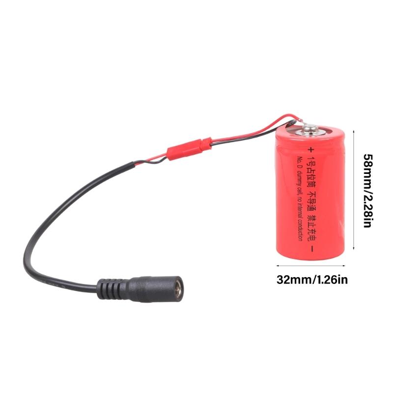 NonConductive LR20 D Battery Adapter Spacer Tube Featuring 5.5x2.1mm Female Port For External Adapter Connection