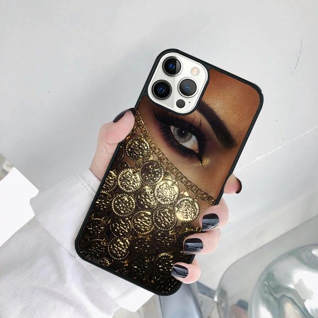 Muslim Islamic Arabic Hijab Face Gril Eyes Koran Phone Case For iPhone 17 Air 15 Pro MAX 16 Plus 14 12 11 13 coque