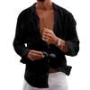 Men Lapel Long Sleeve Shirt Tops Pleated Thin Solid Color Single Breasted V-neck