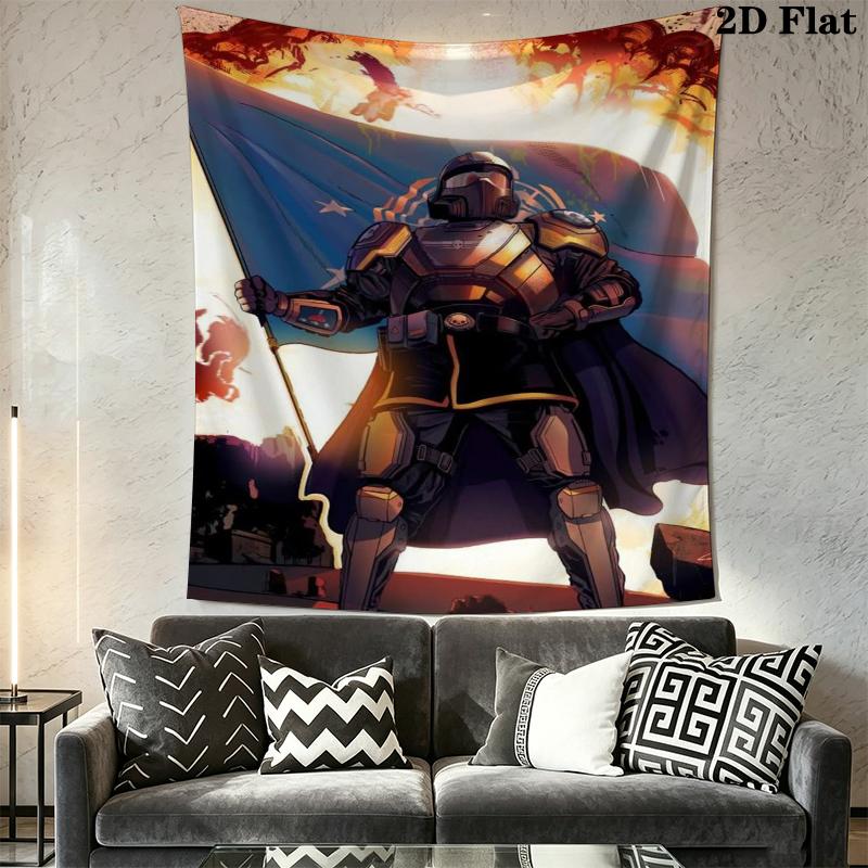 helldivers 2 Wall Tapestry Aesthetic Wall Hanging Printed Fabric Blanket Decorative Tapestries for Bedroom Living Room Home Decor