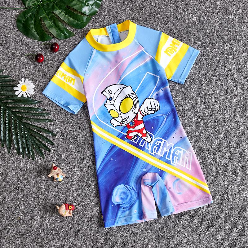 2025 Summer New Kids' Cartoon Swimsuit: Girls' One-Piece or Boys' Short-Sleeved Suit