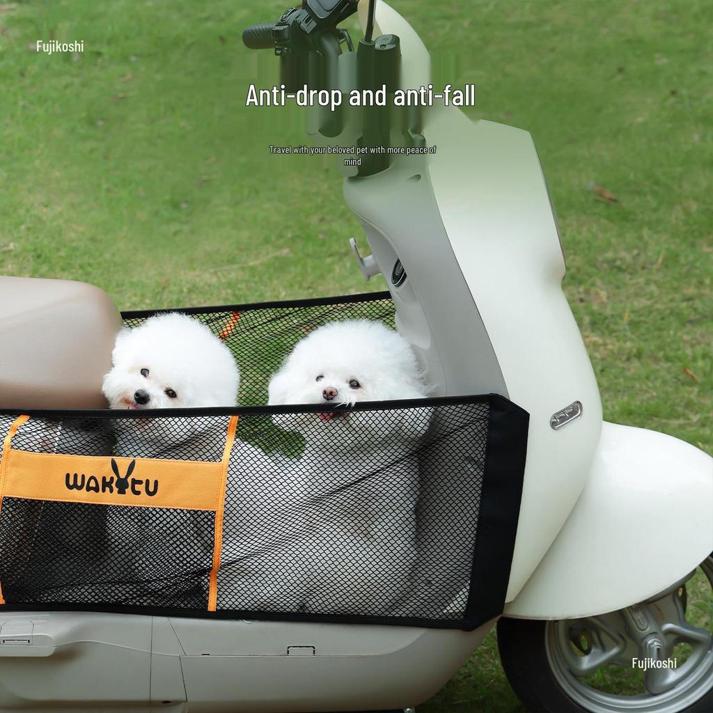 Electric Scooter Front Pet Carrier with Anti-Drop Net for Travel