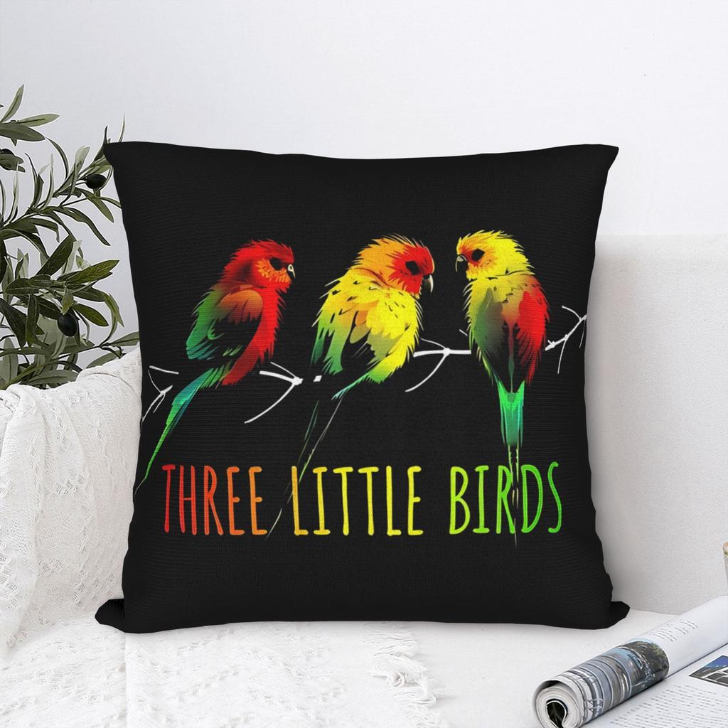 BIIHUDU Three Little Birds Reggae Throw Pillow Cover - Jamaican Folklore Bird Design Cushion Case with Zipper Closure, Inspired Decor in Yellow, Gree