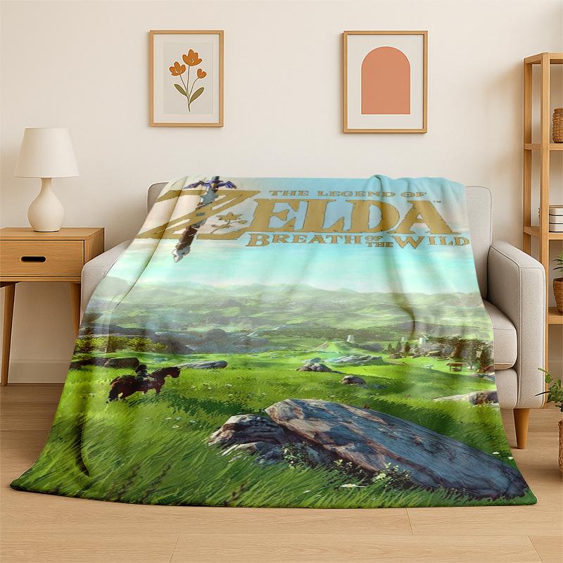 Classic Game Z-Zelda Cartoon Link Flannel Blanket Soft Warm Throw Blanket for Bedroom Living Room Bed Travel Camping Picnic