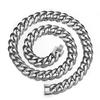 HNSP Stainless Steel Miami Cuban Link Chain Silver Color Necklace For Men 7MM/9MM/15MM Wide Punk Hip Hop  Accessories