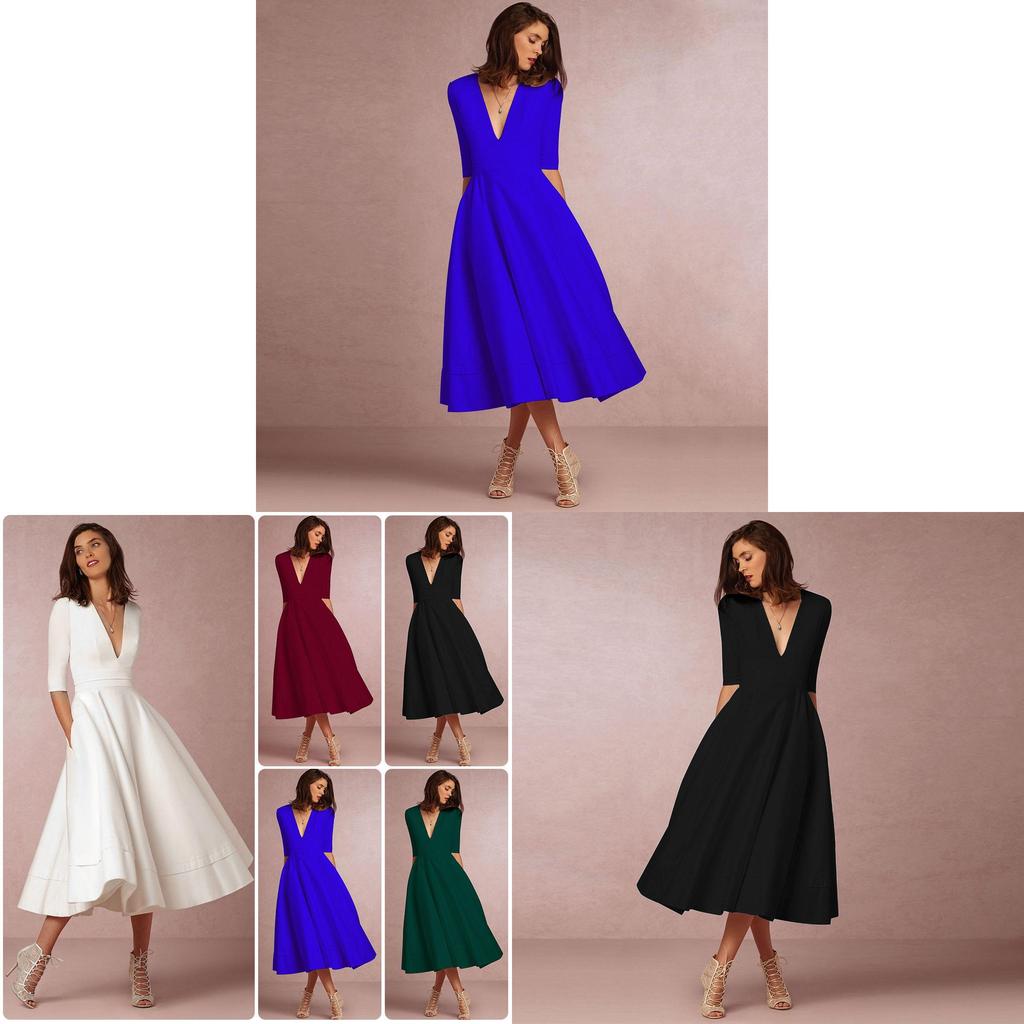 Elegante Vestito Casual in Maglia da Donna con Scollo a V Disponibile in Vari Colori