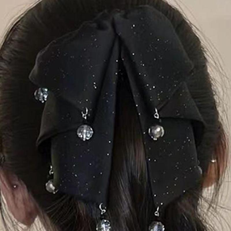 Multi-Layer Bow Bead Ponytail Clip Women French Elegant Hair Clips Hair Accessories