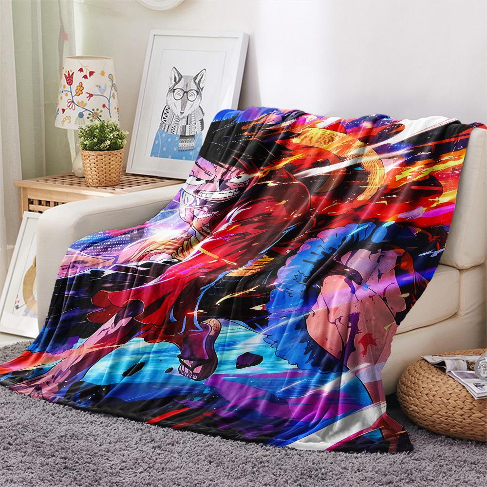 1Pc Luffy Print Flannel Blanket, High quality Comfortable for All Seasons, Home Decor, Warmth and Comfort, Perfect for Gifts