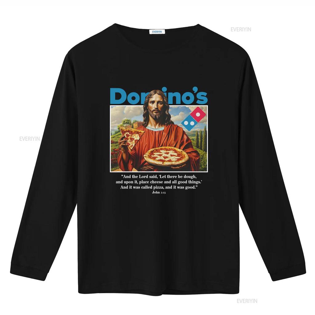 Dominos T Shirt Funny Jesus Pizza Design 55 vintage Washed designer clothes Unisex Stretched graphic Comfortable Stylish