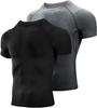 Men's Compression Shirts 2 Pack, Short Sleeve Athletic Compression Tops Cool Dry Workout T Shirt