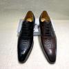 Italian Luxury Men's Pointed Toe Oxford Shoes Black Coffee Leather Lace-Up Dress Shoes for Wedding Office Business Formal Wear