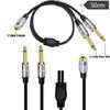 Gold Plated 1/8 Inch To 1/4 Stereo Splitter Y Cable 19.7in Dual Channel To Mono Dual Output