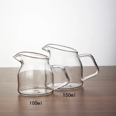 Heat Resistant Glass Milk Cup 100/150ml with Slanted Spout Mini Coffee Cup Syrup Dispenser Transparent