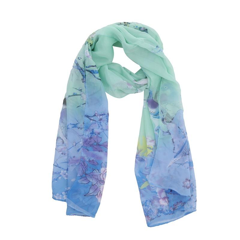 LumiSyne Lente Zijden Sjaal Chiffon Sjaal Vrouwen Elegant Effen Kleur Bedeelde Sjaal Mode Zijde Stiksel Tulle Ontwerp Lange Sjaal Shawl Omslag Zonnebescherming, Groen, Eén Maat