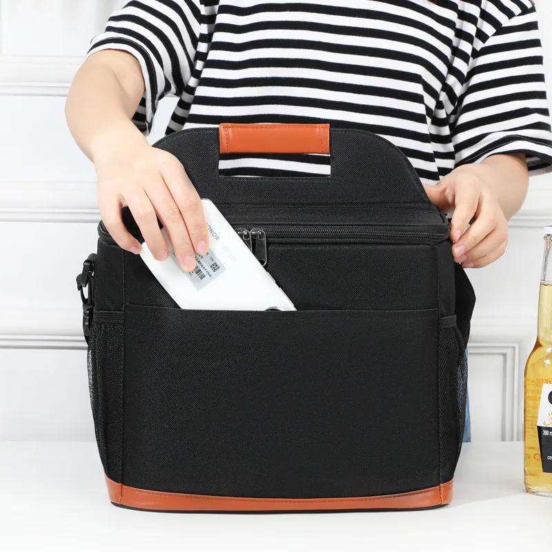 Zewnętrzna Torba Izolacyjna Campingowa Przenośna Tkanina Oxford Gruba Folia Aluminiowa Torba na Lód Ukośna Torba na Lunch Torba Termiczna na Lunchbox