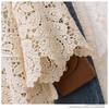 Elegant Knit Crochet Lace Blouse Women Vintage Hollow Out Seven Quarter Sleeve Casual Loose Shirts Women Summer Slim Fit Fashion Blouses Tops 3412