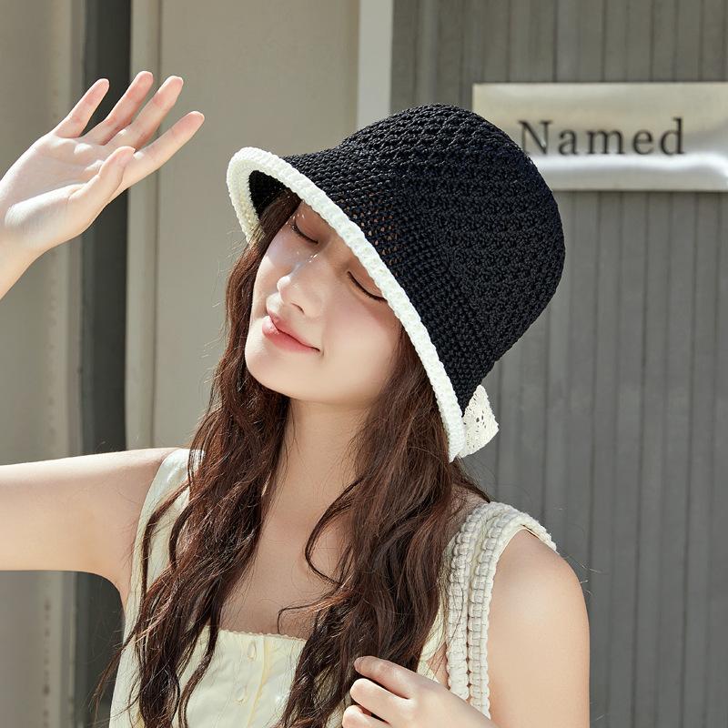 

Шляпа Женская Летняя Солнцезащитная Пляжная Солнечная Шляпа Солнечная Шляпа Соломенная Шляпа Бант Кружево Ажурная Новая Шляпа Ведро чёрный