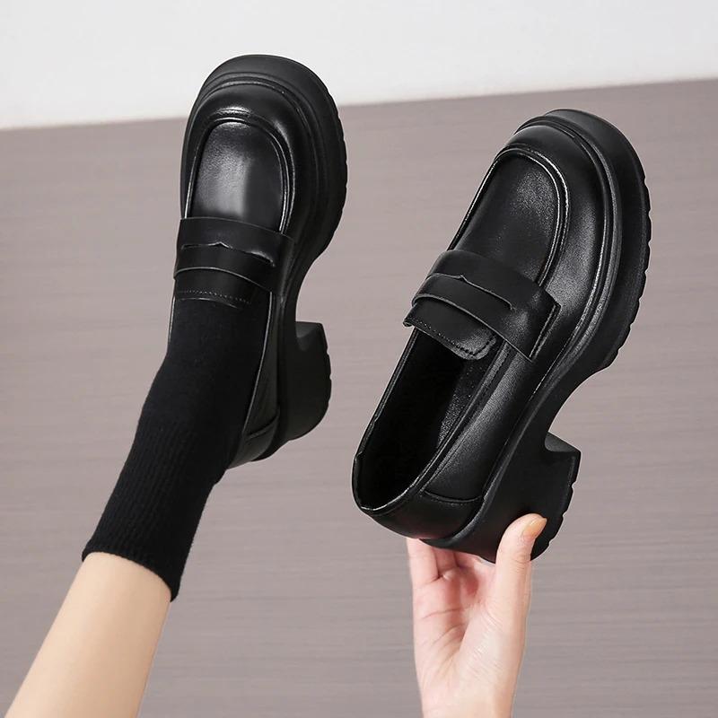Lucyever Women's Loafers 2024 Spring British Style Slip On Platform Mary Jane Shoes Woman Japanese Jk Uniform Lolita Shoes Women