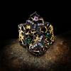 2026 Black Gold Three-piece Multi-color Natural Stone Geometric Two-color Flower Ring Necklace Earrings Jewelry Set