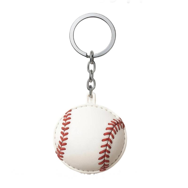 Stylish Leather Sports Theme Keychain Pocket Hug Gift Card Holder For Basketball Football Baseball Fans