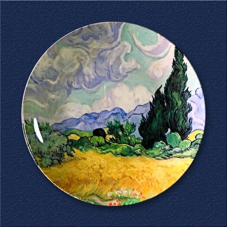 

Ван Гог настенные декоративные тарелки домашний декор художественная керамическая тарелка Platos Decorativos Para Colgar с подвесными крючками 8 Inch