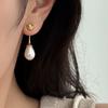 Korea Temperament Teardrop-shaped Imitation Pearl Pendant Irregular Liquid Metal Stud Earrings for Women Dangle Earrings Jewelry