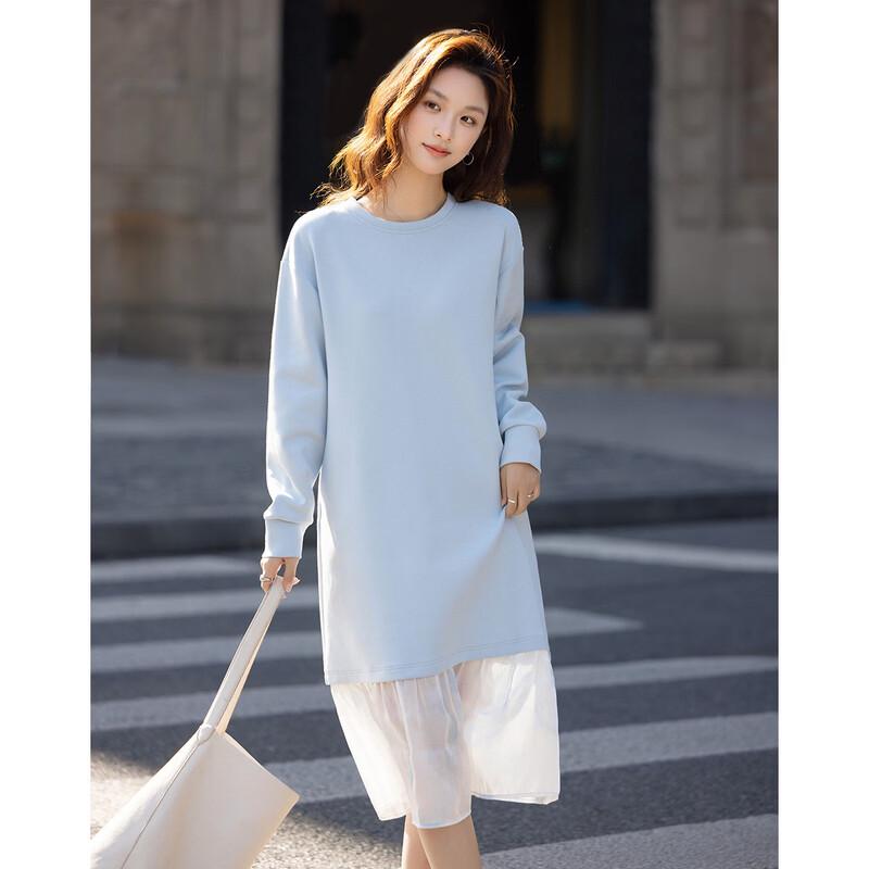 Demanana Soft Air Layer Color-Block Splice Loose Dress
