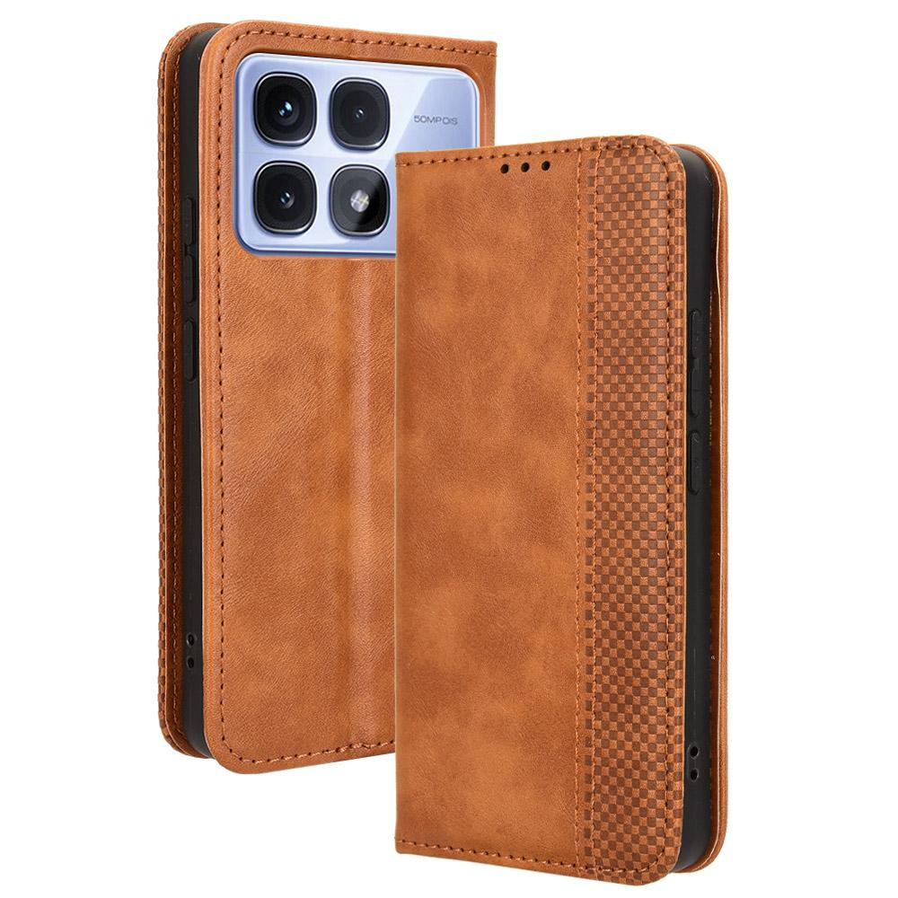 For Xiaomi Redmi K70 Ultra Cell Phone Case Retro PU Leather Wallet Phone Stand Cover