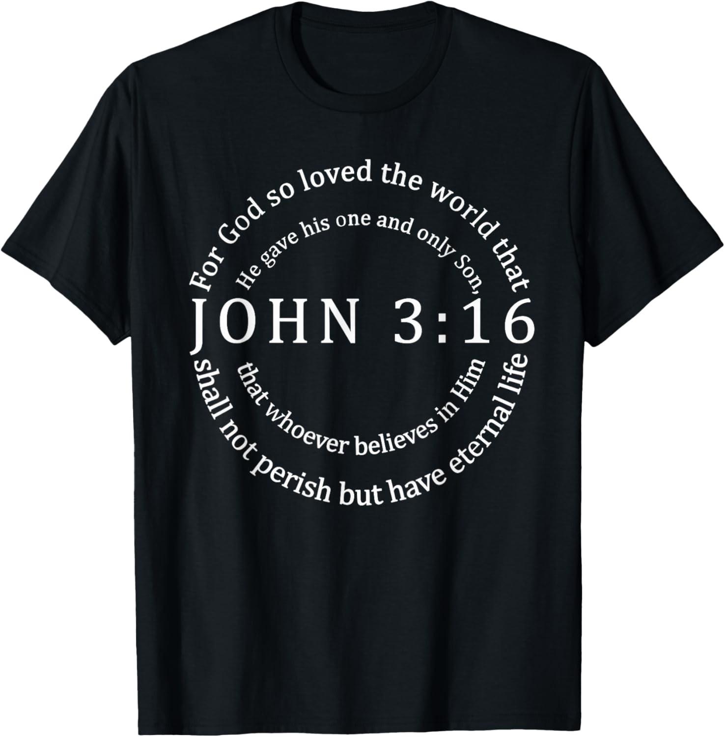 John 3:16 Bible Verse Christian T-Shirt S