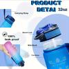 1L Gradient Color Motivational Sports Water Bottle with Time Marker Water Bottle with Straw for Office Exercise Gym Outdoor