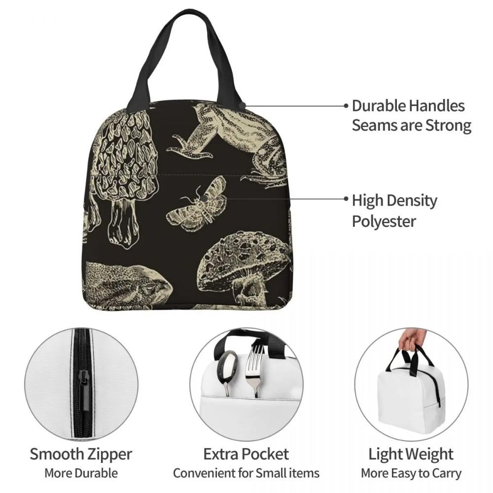 Frosch, Pilz, Schnecke und Motte Insekten Isolierte Lunchtasche für Damen Büro Kühltasche Thermische Lebensmittelbox Tragbare Lunchboxen