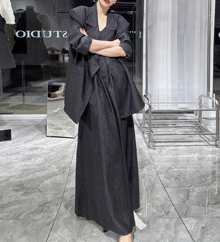 [În stoc] Set din două piese pentru femei, de primăvară/toamnă, largi și fusta lungă cu bretele