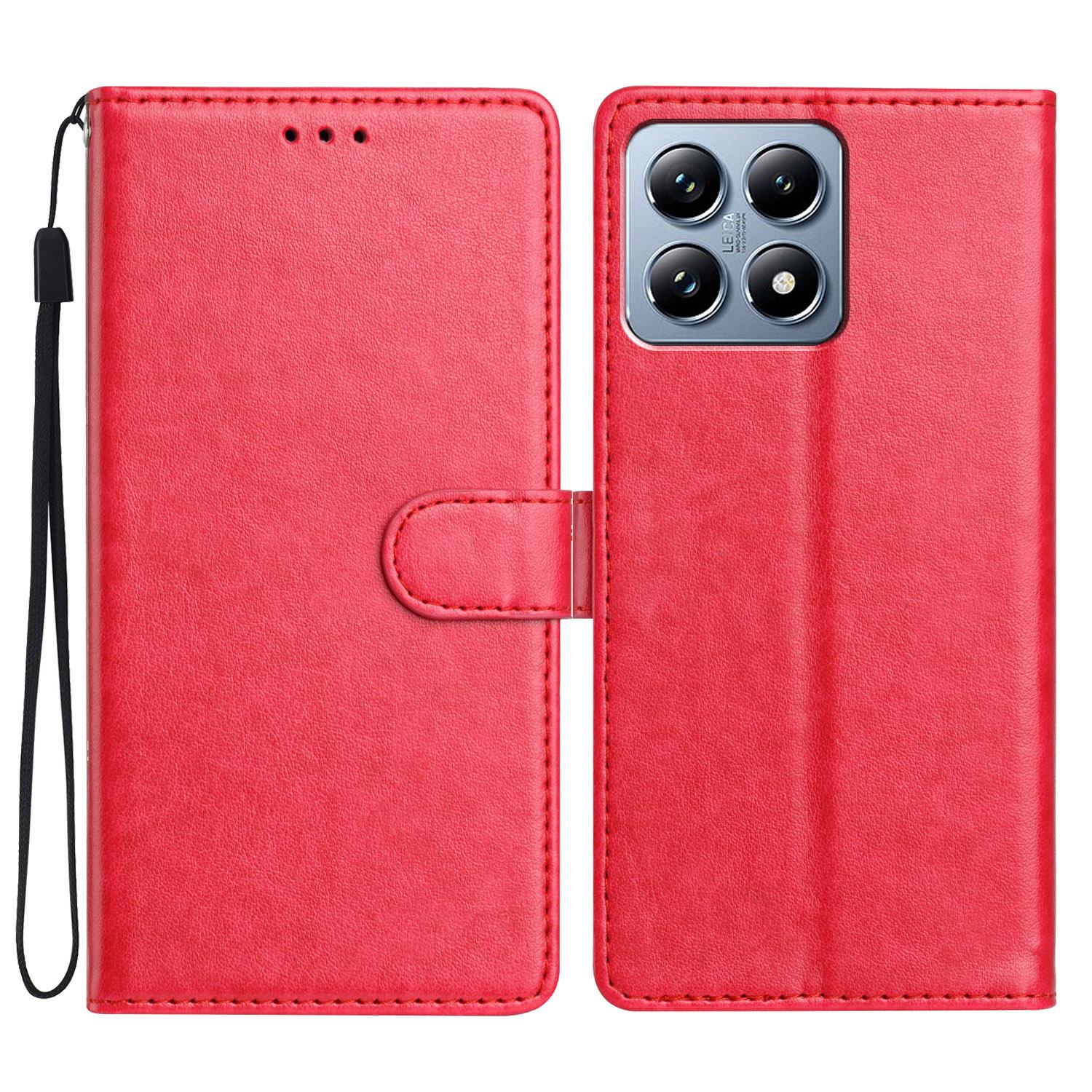 

For Xiaomi 15T Pro Leather Case Wallet Stand Phone Cover with Handy Strap Rose