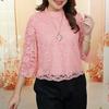 ZANZEA Women Casual Round Neck 3/4 Sleeve Lace Patchwork Blouse