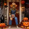Halloween Skeleton Animated Banjo Skeleton Joint Adjustable Musical Prop with Glowing Eyes For Indoor Outdoor