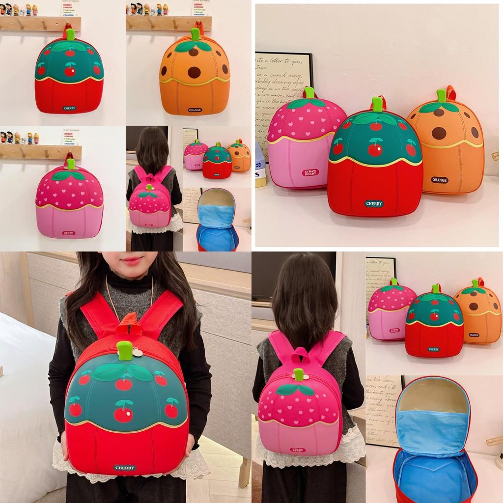 Letter Cherry Fruit Pattern Kids Backpack With Pvc Material For School And Outdoor Use