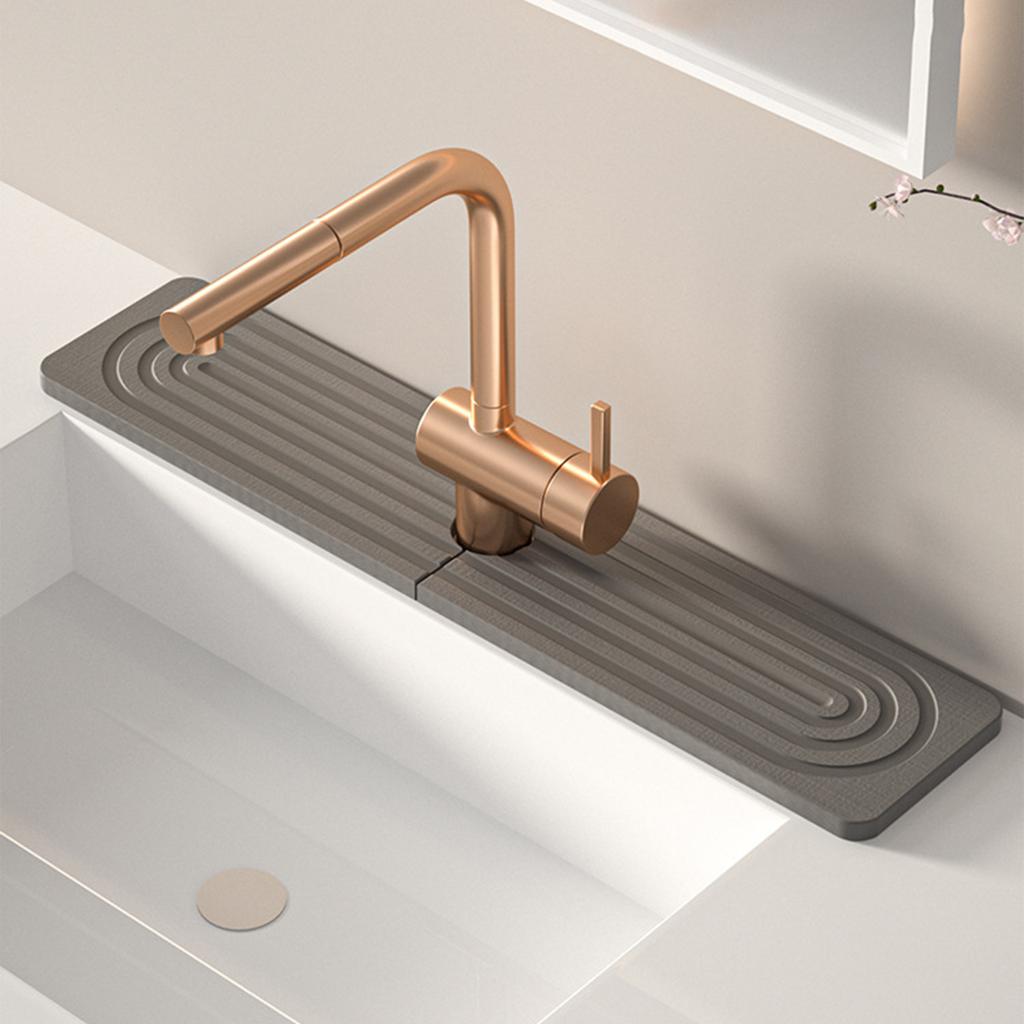 Diatomite Fast Drying Sink Faucet Mat 23.62x3.94in Water Absorbing Guard & Sink Protectors for Bathroom Counter