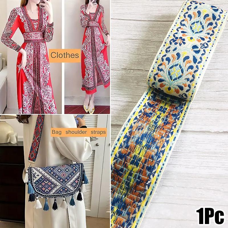 5cmx1Yard Sewing Accessories Neckline Embellishment Floral Embroidery Bohemian Style Multiple Colors