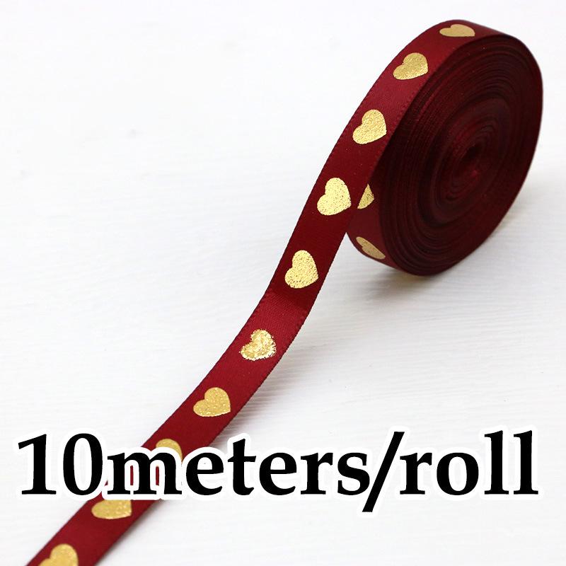 

10 Meters/roll 1Cm Hot Stamping Peach Heart Ribbon Love Ribbons Valentine s Day Packaging Handmade Gift Packaging Decoration New 10M
