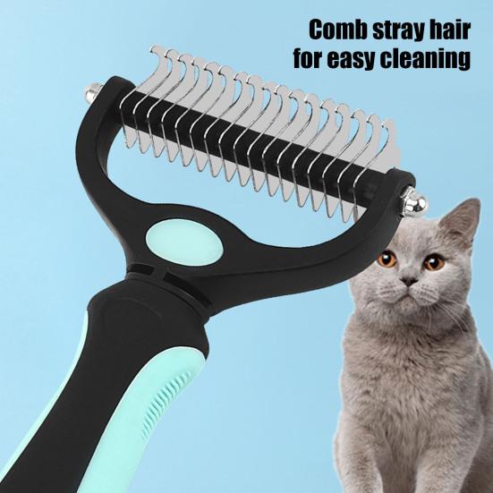 Pet Deshedding Brush Double-Sided Undercoat Rake for Dogs Cats Extra Wide Pet Shedding And Dematting Comb for Grooming